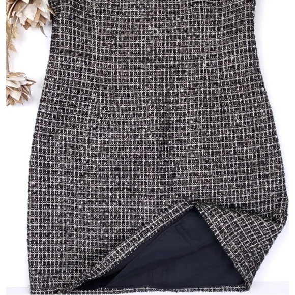 Laundry by Shelli Segal Sz 8 Black Metallic Boucle Tweed Sheath Dress Chain - Picture 6 of 12